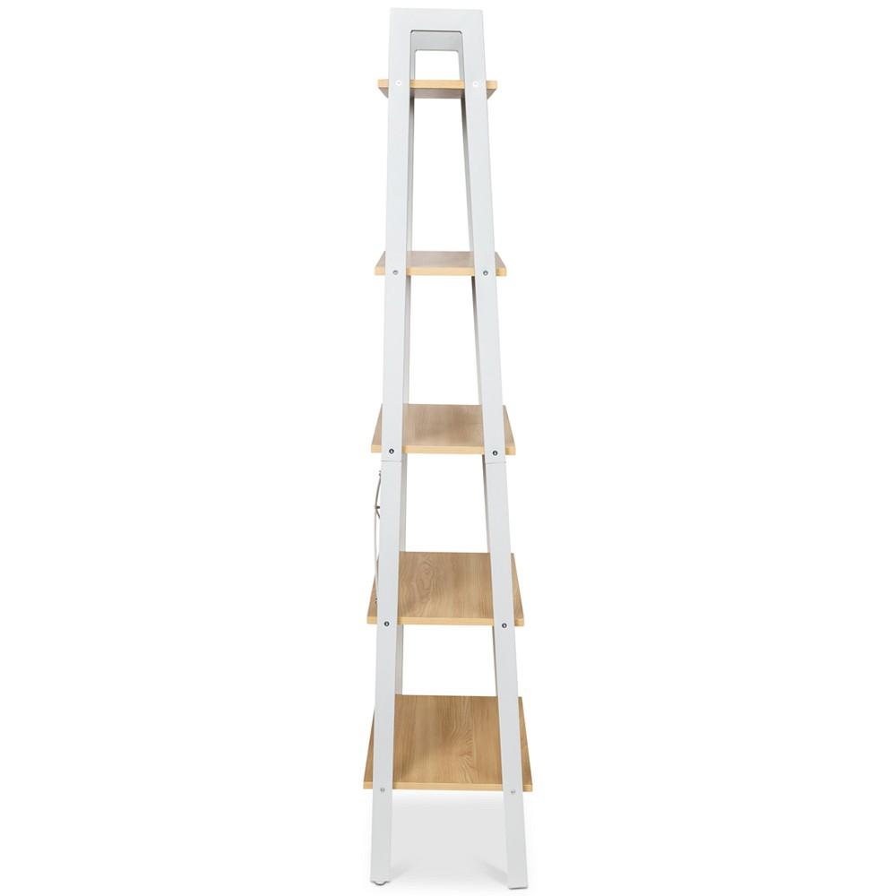 Metal & Wood Veneer A-Frame Ladder Shelf with 5-Tiers商品第3张图片规格展示