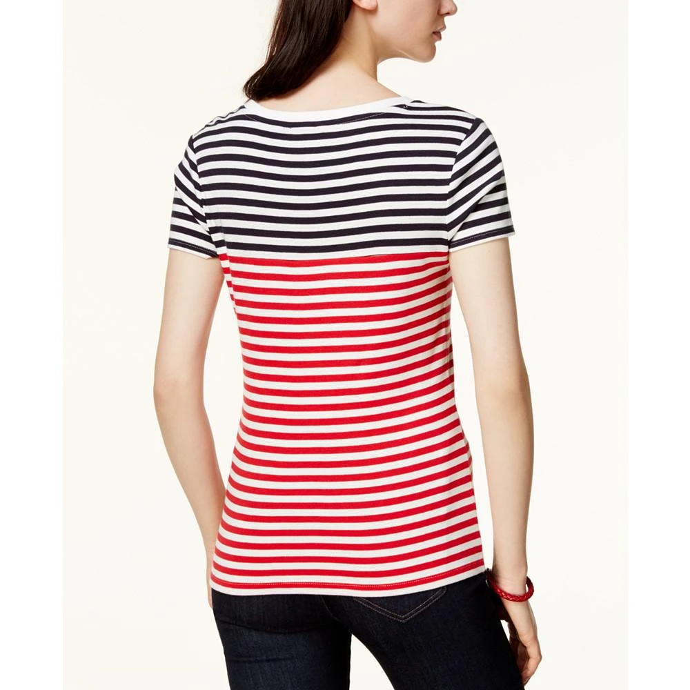 商品Tommy Hilfiger|Women's Cotton Striped V-Neck Top,价格¥110,第2张图片详细描述