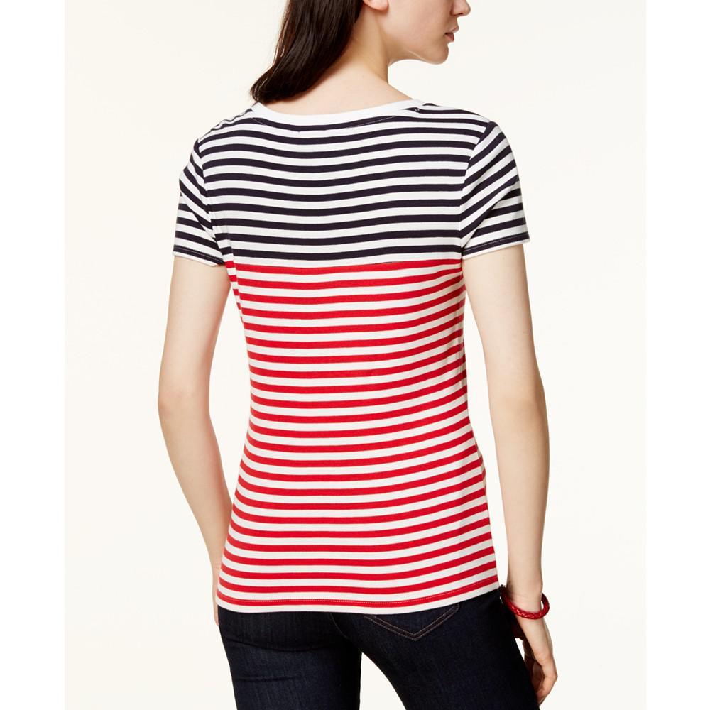 商品Tommy Hilfiger|Women's Cotton Striped V-Neck Top,价格¥176,第4张图片详细描述