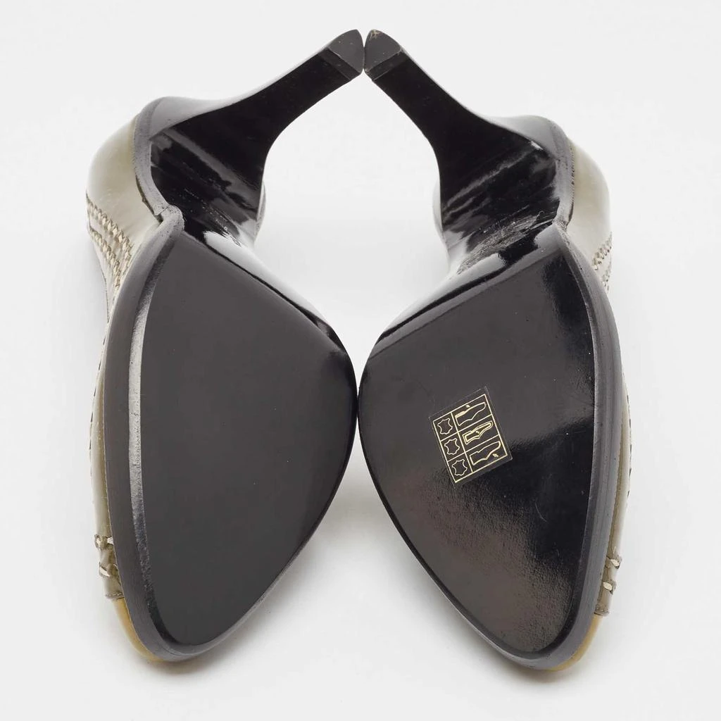 Bottega Veneta Olive Green/Brown Patent Leather Pumps Size 38 商品