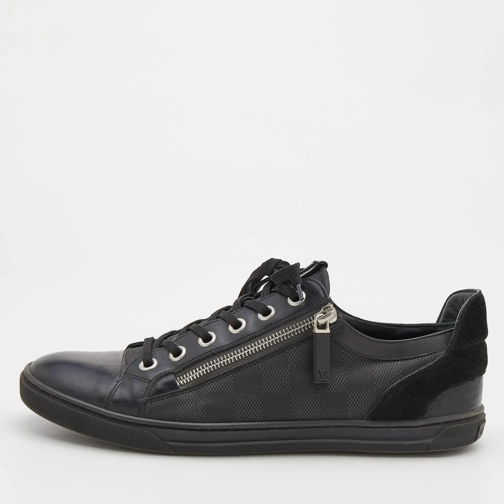 商品[二手商品] Louis Vuitton|Louis Vuitton Black Damier Print Nylon, Suede And Leather Adventure Zip Low Top Sneakers Size 42,价格¥3033,第1张图片