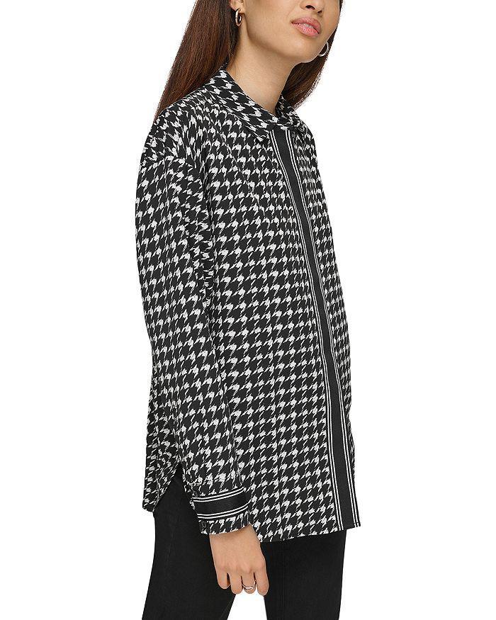 商品Karl Lagerfeld Paris|Houndstooth Print Blouse,价格¥742,第3张图片详细描述