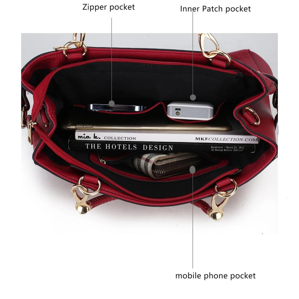 商品MKF Collection By Mia K.|Tenna Vegan Leather Women’s Satchel Bag with Wristlet,价格¥656,第5张图片详细描述