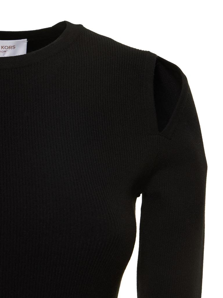 Ribbed Jersey Cutout Crewneck Sweater商品第1张图片规格展示