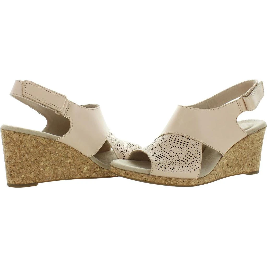 商品Clarks|Clarks Lafley Joy Women's Leather Laser Cut Slingback Adjustable Wedge Sandals,价格¥266,第3张图片详细描述