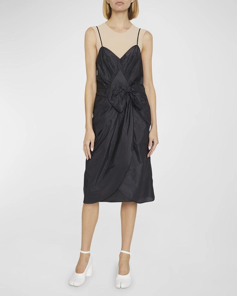 商品MAISON MARGIELA|Gathered Bow Silk Midi Dress,价格¥6684,第1张图片