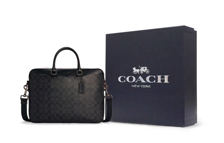 商品[国内直发] Coach|蔻驰 Beckett 37 双C纹印花 PVC 公文包手提包 大号 男款 黑色,价格¥3428,第6张图片详细描述
