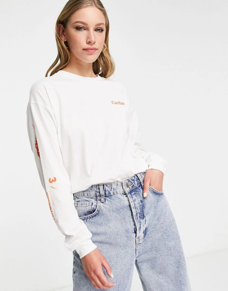 商品Carhartt|Carhartt WIP life long-sleeve skater t-shirt in white and orange,价格¥491,第4张图片详细描述