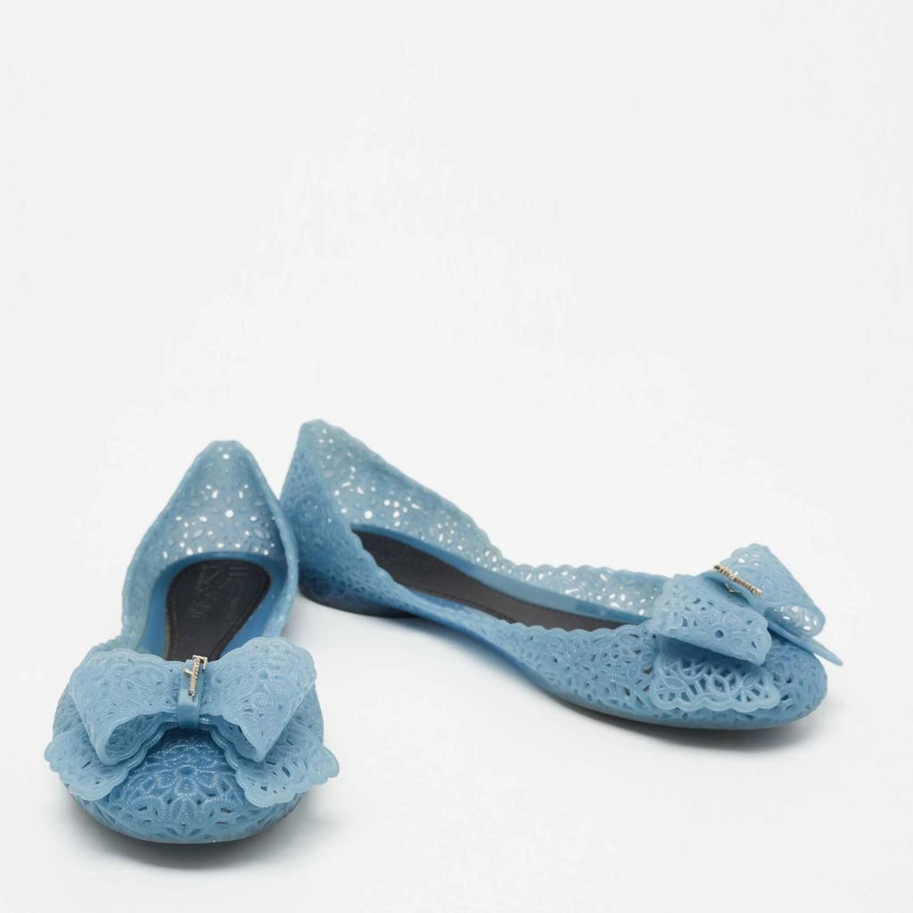 商品[二手商品] Salvatore Ferragamo|Salvatore Ferragamo Blue Nilly Jelly Bow Ballet Flats Size 39.5,价格¥1029,第4张图片详细描述