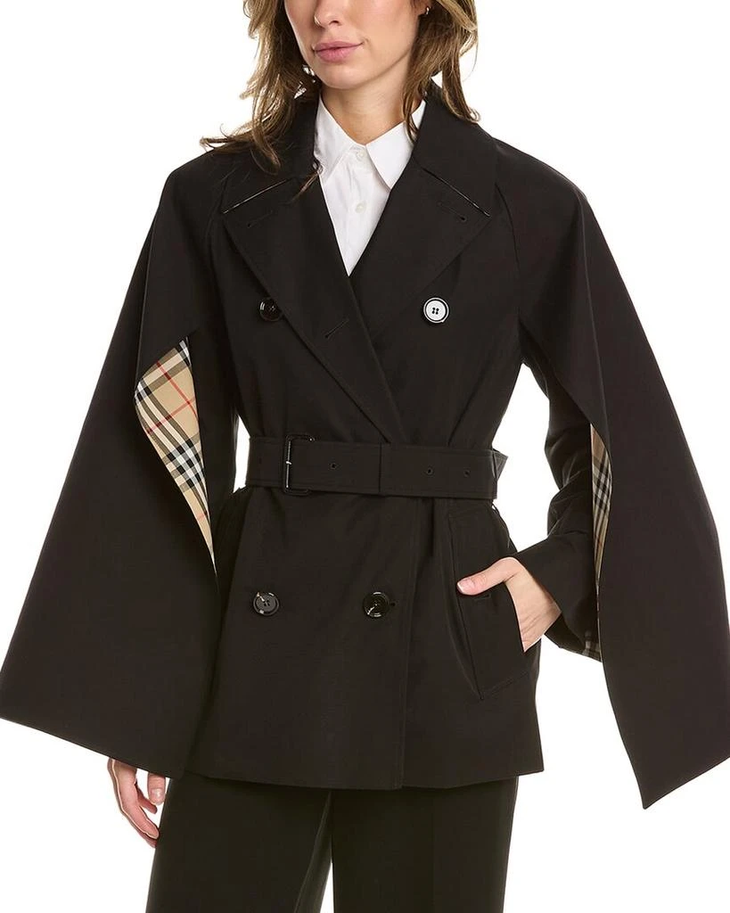 商品Burberry|Burberry Cape Sleeve Cropped Trench Jacket,价格¥11909,第1张图片