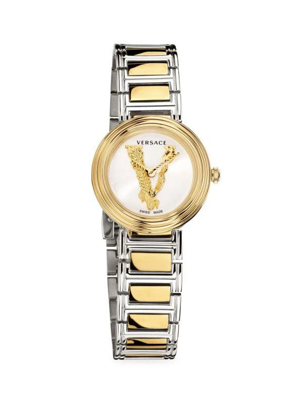 商品Versace|28MM Two Tone Stainless Steel Bracelet Watch,价格¥2837,第5张图片详细描述