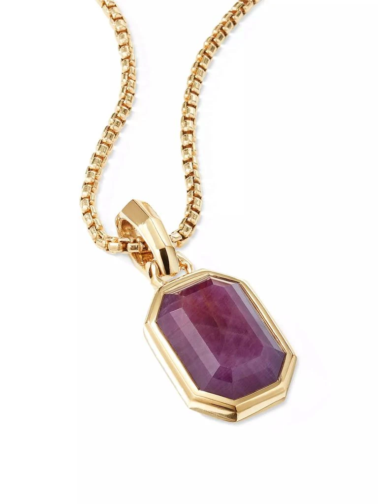 商品David Yurman|Emerald Cut Amulet in 18K Yellow Gold with Indian Ruby, 16MM,价格¥8804,第2张图片详细描述