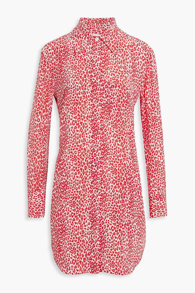Leopard-print washed-silk mini shirt dress商品第3张图片规格展示