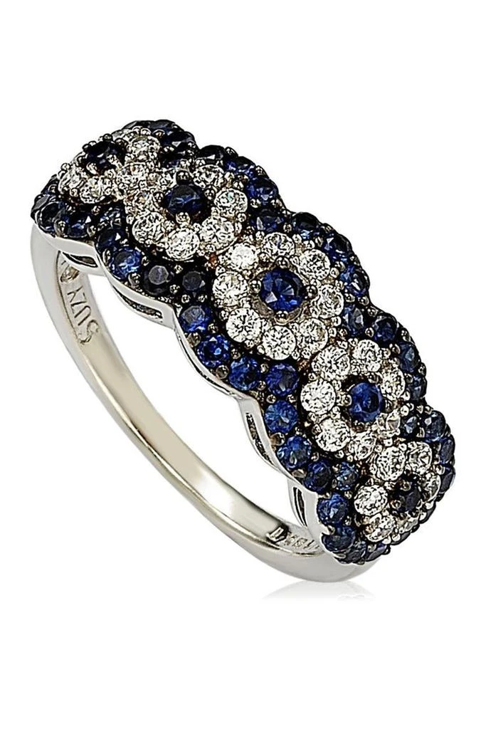 商品Suzy Levian|Two-Tone Blue Sapphire, Created White Sapphire & Brown Diamond Ring,价格¥2707,第1张图片