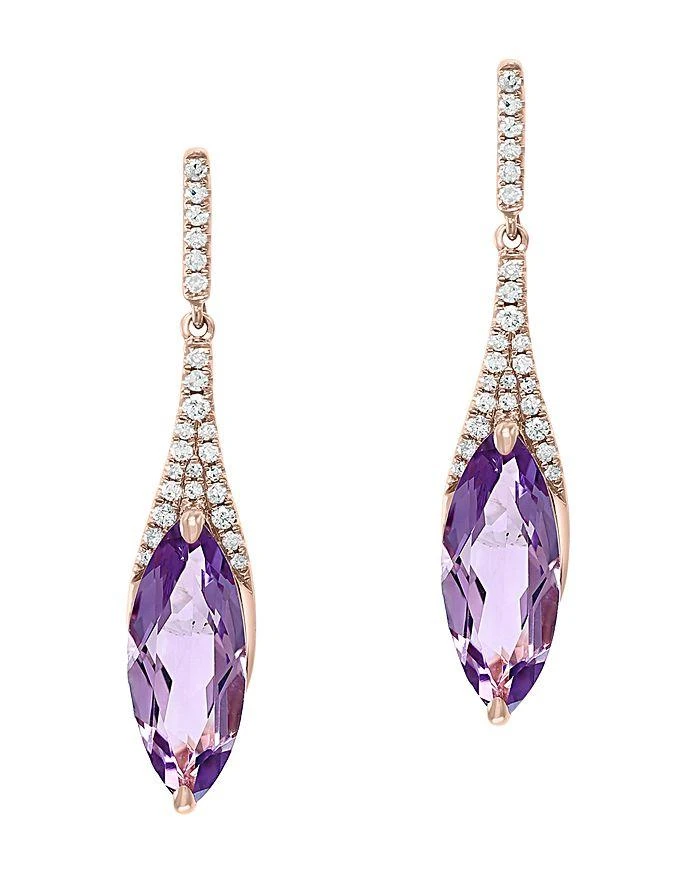 商品Bloomingdale's|Amethyst & Diamond Drop Earrings in 14K Rose Gold - 100% Exclusive,价格¥17192,第1张图片