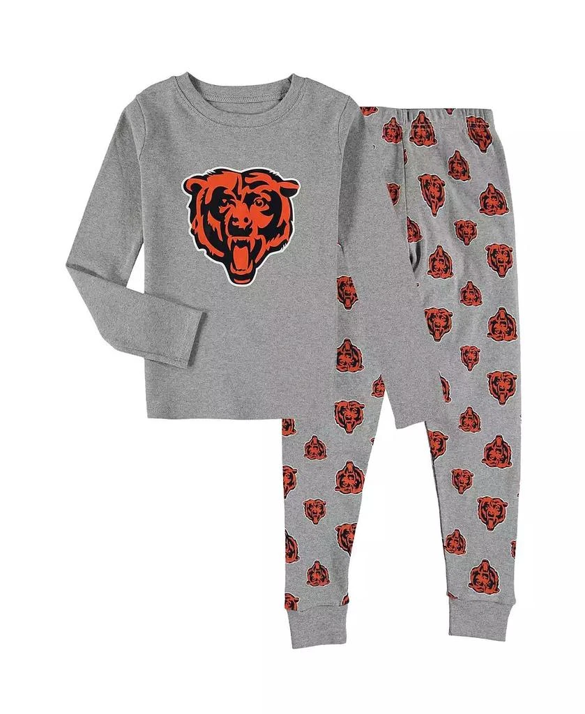 商品Outerstuff|Unisex Preschool  Heathered Gray Chicago Bears Long Sleeve T-shirt and Pants Sleep Set,价格¥298,第1张图片