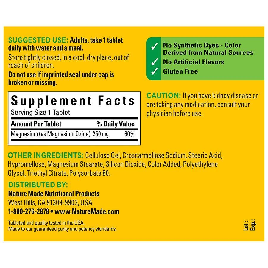 Nature Made Magnesium Oxide 250 mg Tablets 4
