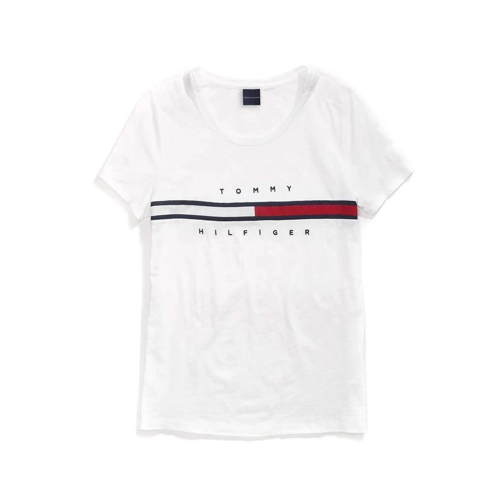 商品Tommy Hilfiger|Tommy Hilfiger Women’s Adaptive Short Sleeve Signature Stripe T-Shirt with Magnetic Buttons,价格¥181,第1张图片