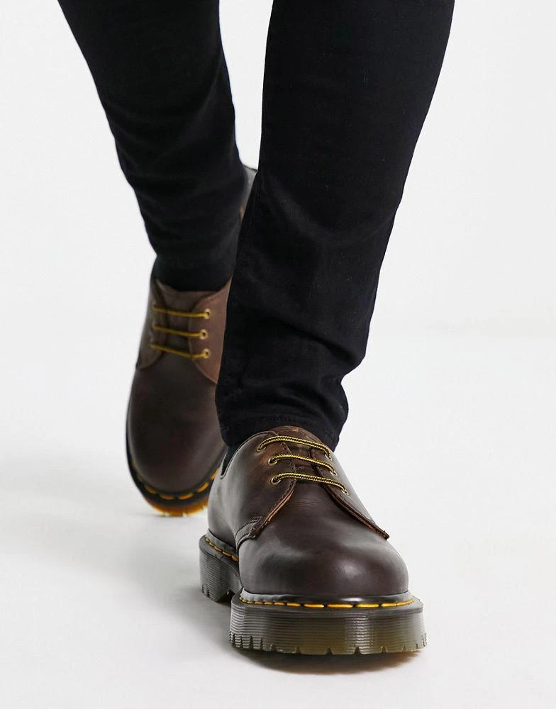 商品Dr. Martens|Dr Martens 1461 bex 3 eye shoes in dark brown,价格¥1409,第4张图片详细描述