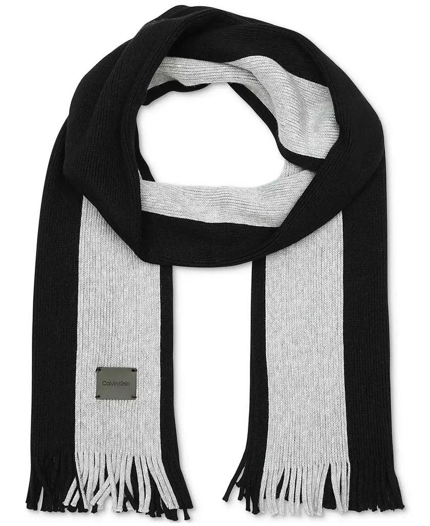 商品Calvin Klein|Men's Thick Wool Blend Side Stripe Logo Scarf,价格¥409,第1张图片
