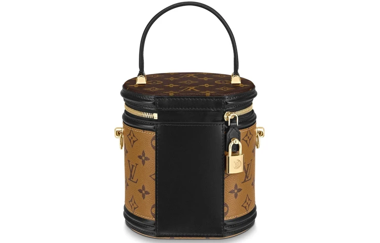 商品[国内直发] Louis Vuitton|Cannes 经典老花发财桶 涂层帆布拼牛皮饰边 水桶包手提单肩斜挎包 小号 女款 棕色,价格¥25127,第3张图片详细描述