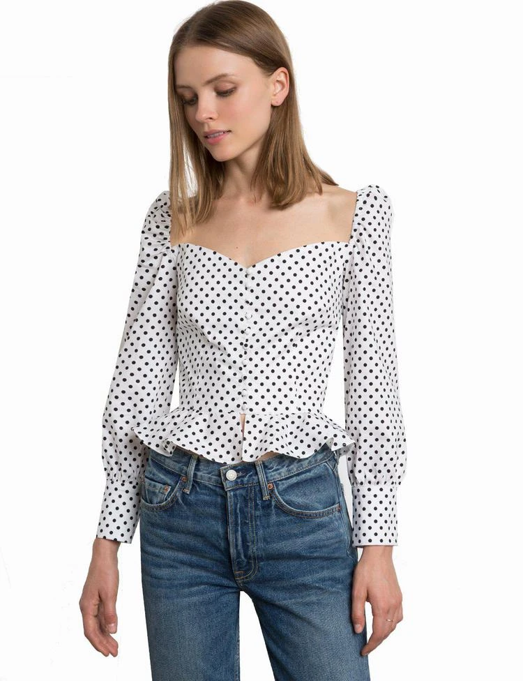 商品Pixie Market|Polka Dot Valentina Bustier Shirt,价格¥783,第3张图片详细描述