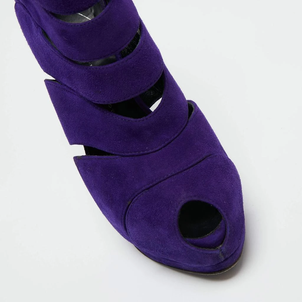 Giuseppe Zanotti Purple Suede Wave Cut Out Peep Toe Platform Booties Size 38 商品