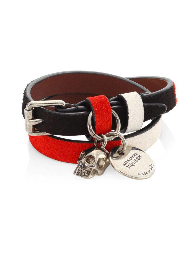 商品Alexander McQueen|Double Wrap Skull Leather Bracelet,价格¥2363,第1张图片