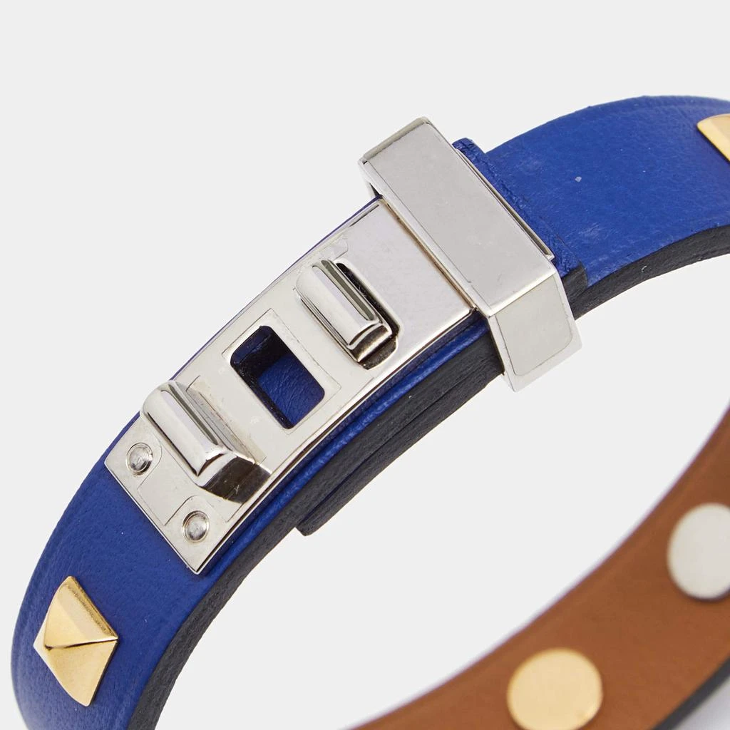 商品[二手商品] Hermes|Hermes Mini Dog Clous Carres Purple Leather Two Tone Studded  Bracelet,价格¥3098,第3张图片详细描述