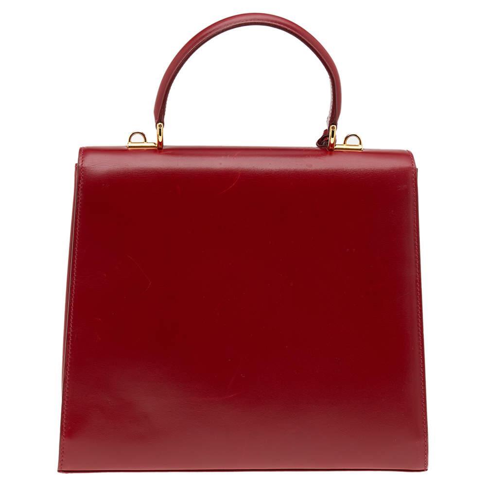 商品[二手商品] Gucci|Gucci Red Leather Vintage Kelly Rare Lady Lock Top Handle Bag,价格¥8029,第6张图片详细描述