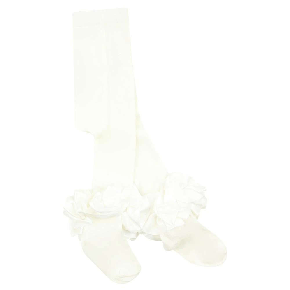 商品Caramelo Kids|Cotton Ruffle Tights Ivory,价格¥48,第1张图片