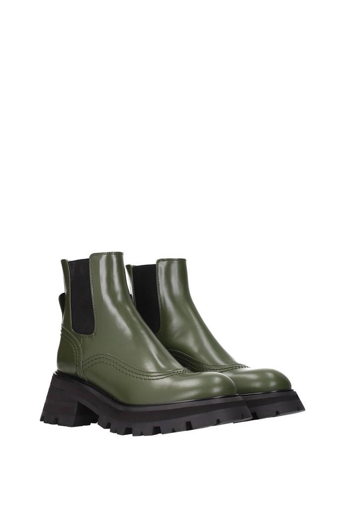 商品Alexander McQueen|Ankle Boot Leather Green khaki,价格¥2517,第4张图片详细描述