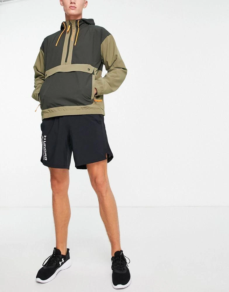 商品Under Armour|Under Armour Training Rush woven jacket with pocket detail in khaki,价格¥508,第2张图片详细描述