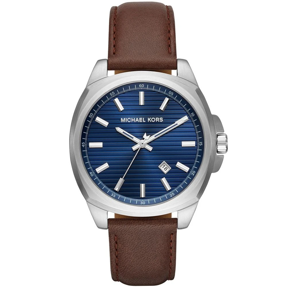 商品Michael Kors|Men's Bryson Brown Leather Strap Watch 42mm,价格¥661,第1张图片