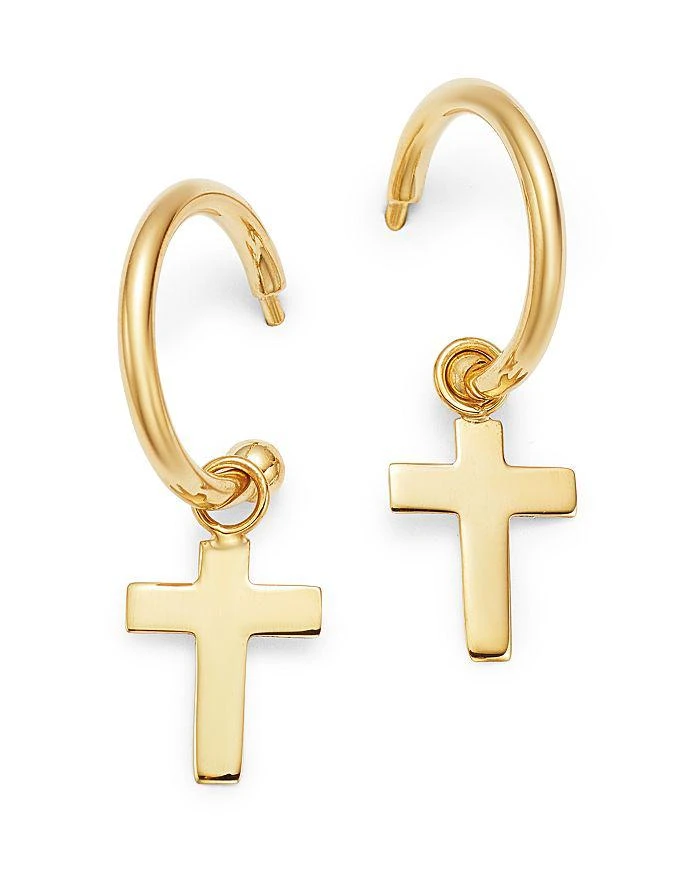 商品Moon & Meadow|14K Yellow Gold Small Dangling Cross Hoop Earrings - Exclusive,价格¥1935,第1张图片详细描述