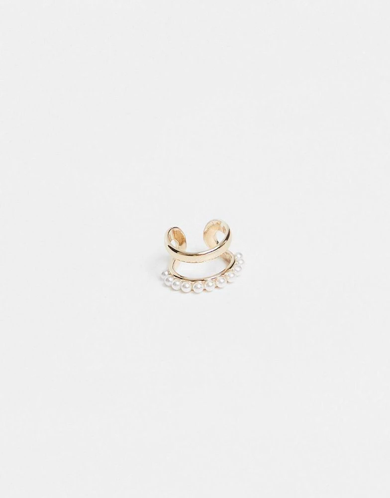 商品Topshop|Topshop double row faux pearl ear cuff in gold,价格¥44,第3张图片详细描述