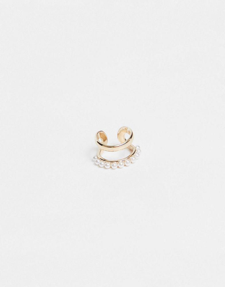 商品Topshop|Topshop double row faux pearl ear cuff in gold,价格¥34,第5张图片详细描述