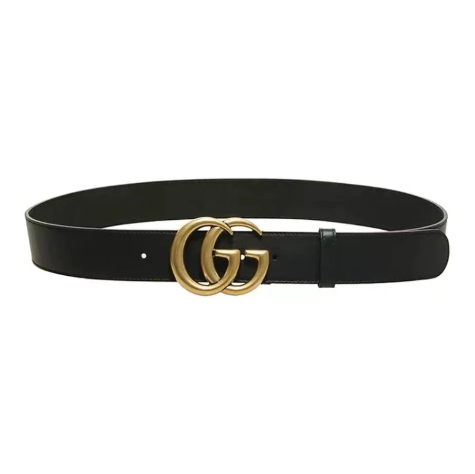 GUCCI 古驰 纯色双G标识金色平滑扣皮带腰带 男款 宽4cm 划痕微瑕 商品