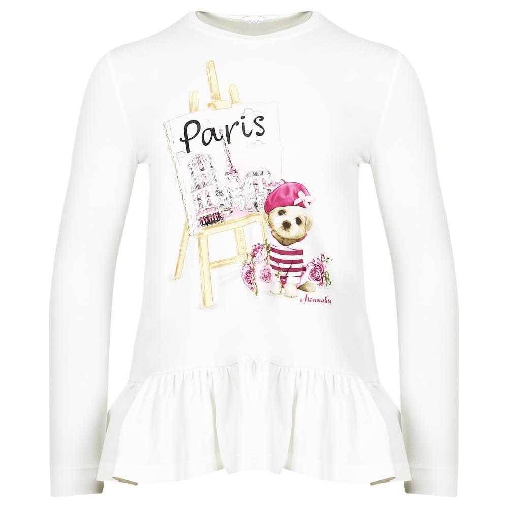 商品MONNALISA|Paris Painting T Shirt Ivory,价格¥281,第6张图片详细描述