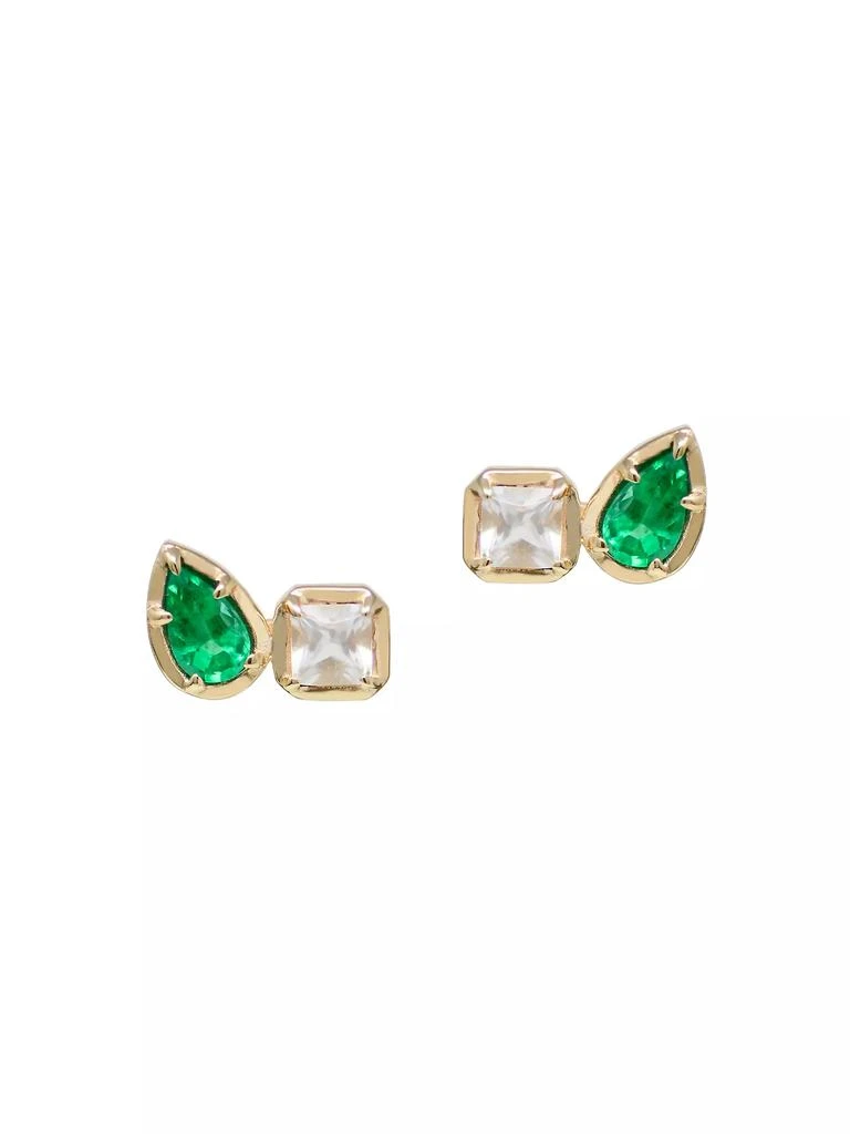 商品Anzie|Mélia Mila 14K Yellow Gold, Emerald & Topaz Stud Earrings,价格¥6369,第1张图片