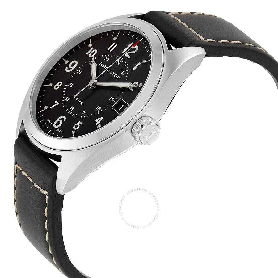 商品Hamilton|Khaki Field Black Dial Black Leather Watch H68551733,价格¥3129,第2张图片详细描述