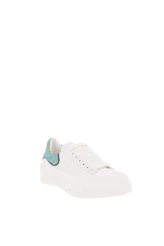 商品Alexander McQueen|LEATHER SNEAKERS WITH GLITTERED HEEL TAB,价格¥2305,第4张图片详细描述