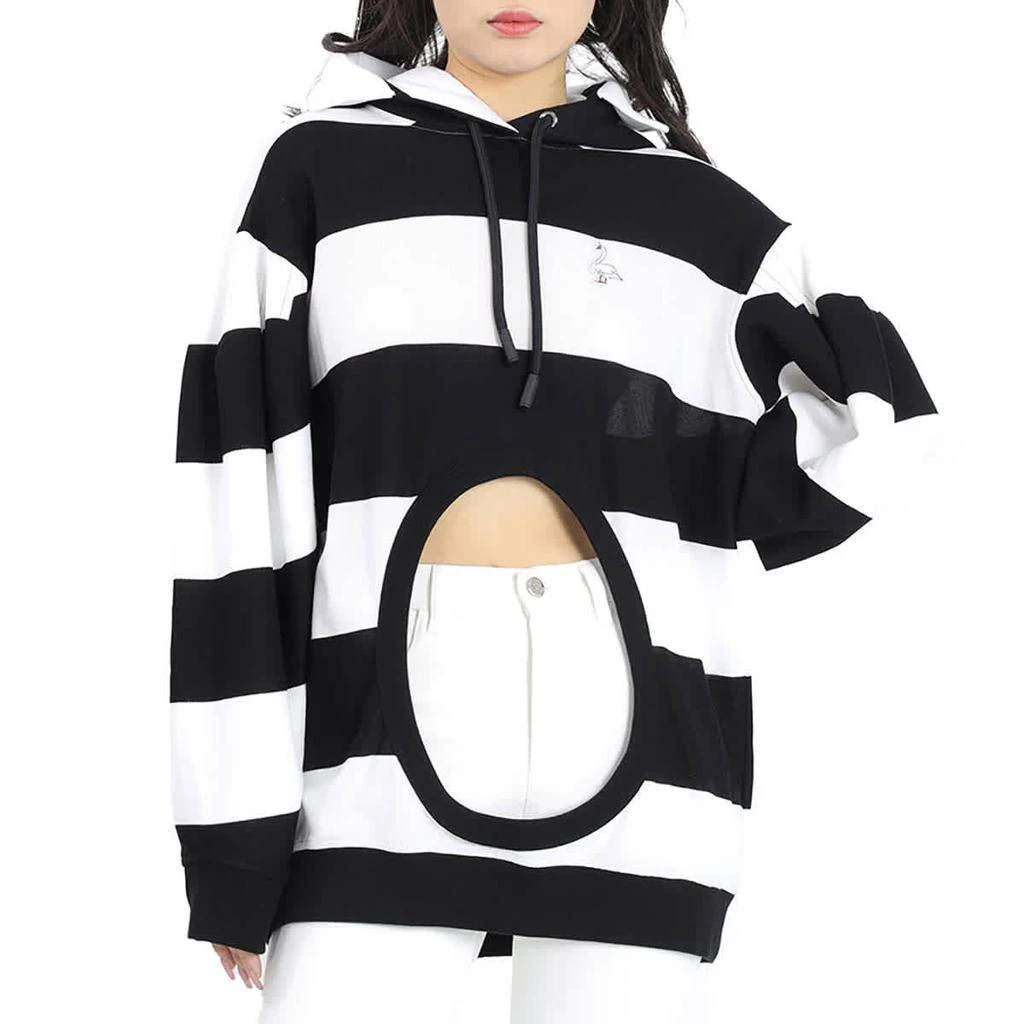 商品Burberry|Cut-out Detail Striped Cotton Hoodie,价格¥1283,第1张图片