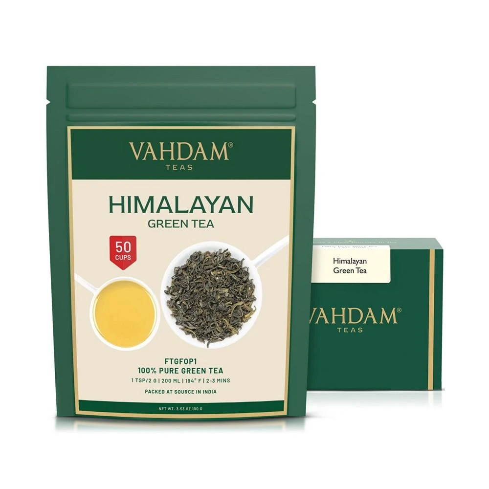 商品Vahdam Teas|Green Tea Leaves From Himalayas, 100% Natural Detox Tea 50 Servings,价格¥224,第1张图片