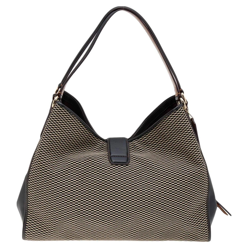 商品[二手商品] Coach|Coach Black/Beige Leather And Fabric Carlyle Madison Shoulder Bag,价格¥913,第4张图片详细描述