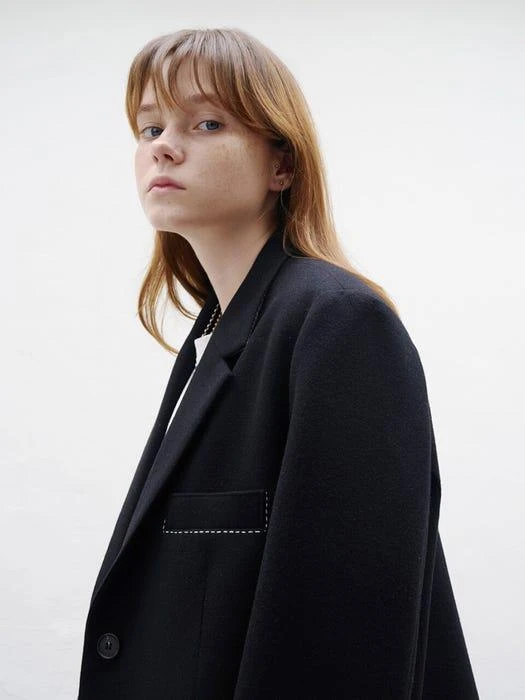 商品MARRON EDITION|Oversized Suit Blazer_Black,价格¥718,第2张图片详细描述