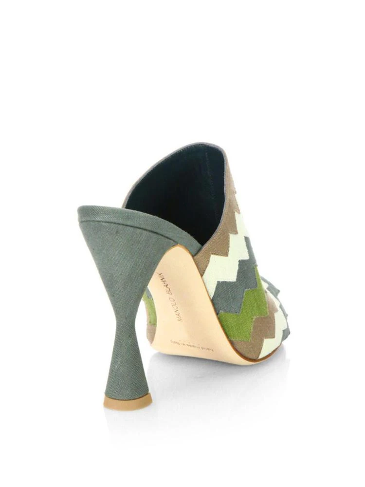 商品Manolo Blahnik|Loch 105 Chevron Linen Mules,价格¥2383,第2张图片详细描述