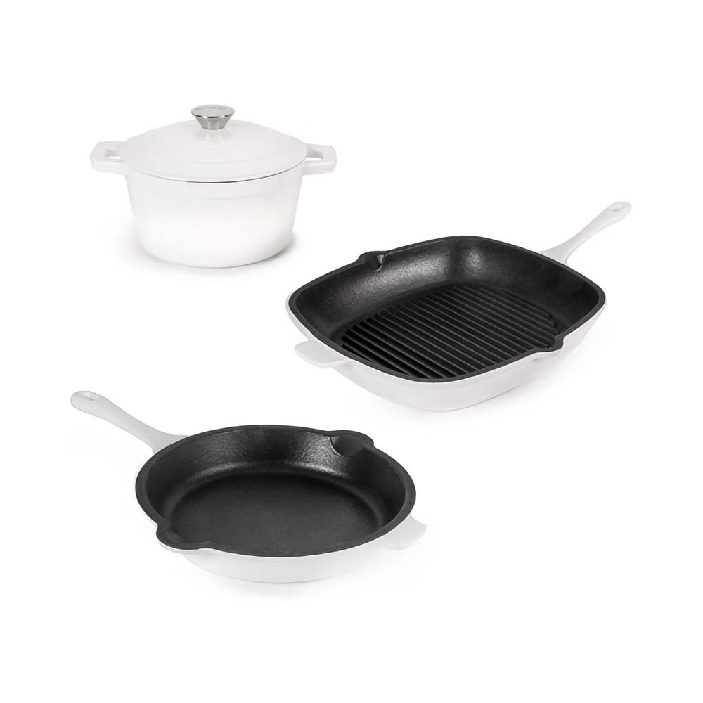 商品BergHOFF|Neo Cast Iron Grill Pan, Fry Pan and 3 Quart Dutch Oven, Set of 3,价格¥2961,第1张图片