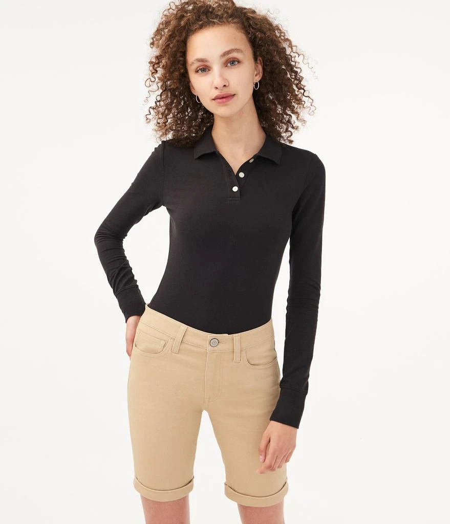 商品Aeropostale|Aeropostale Women's Long Sleeve Solid Uniform Pique Polo Red,价格¥121,第2张图片详细描述