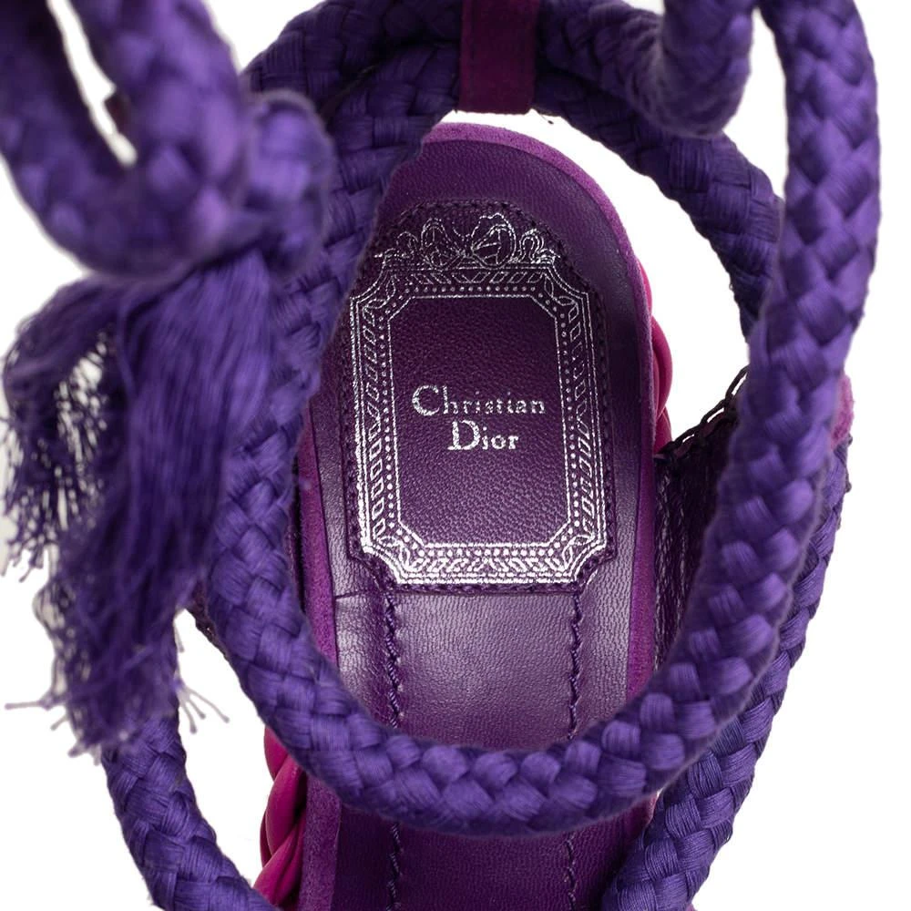 Dior Purple Suede And Python Leather Espadrille Wedge Ankle Wrap Sandals Size 36 商品